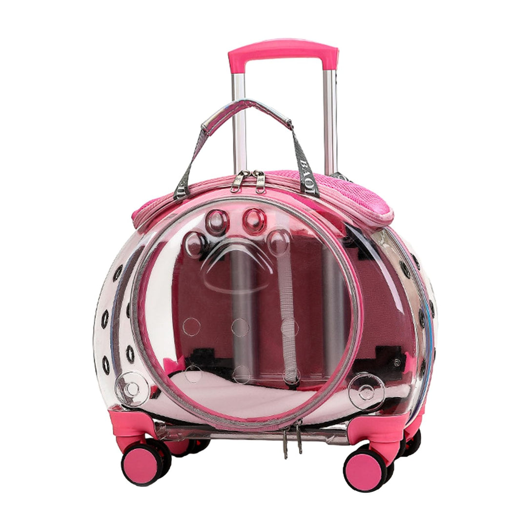 Haustier Trolley Koffer mit Rollen, Transportbox Hund Katze, rollbare Tasche mit Lüftungsschlitzen,