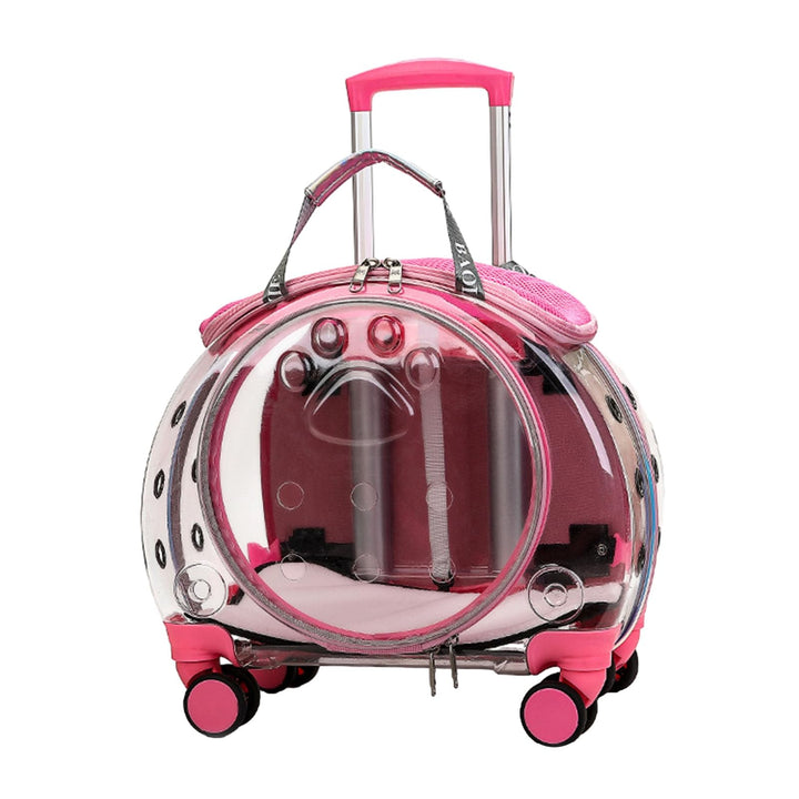 Haustier Trolley Koffer mit Rollen, Transportbox Hund Katze, rollbare Tasche mit Lüftungsschlitzen,