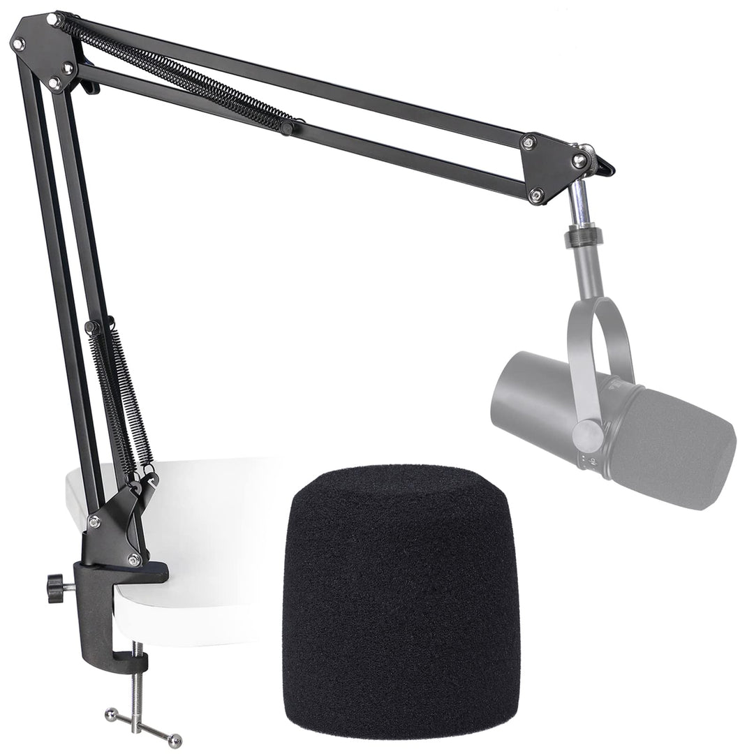 SUNMON Mikrofonarm Boom Arm für MV7 Set, Boom arm mit Schaumstoff-Windschutz für Streaming Podcast T