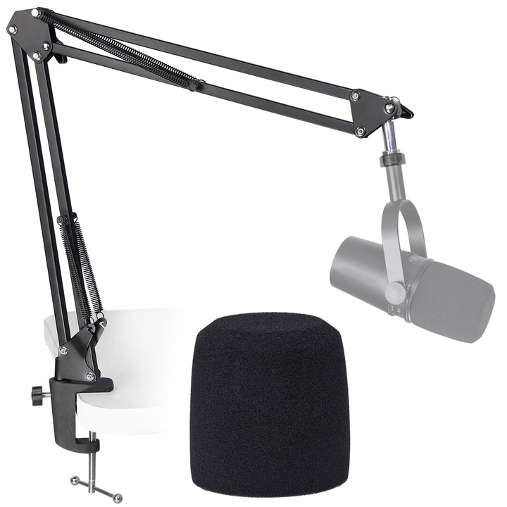 SUNMON Mikrofonarm Boom Arm für MV7 Set, Boom arm mit Schaumstoff-Windschutz für Streaming Podcast T