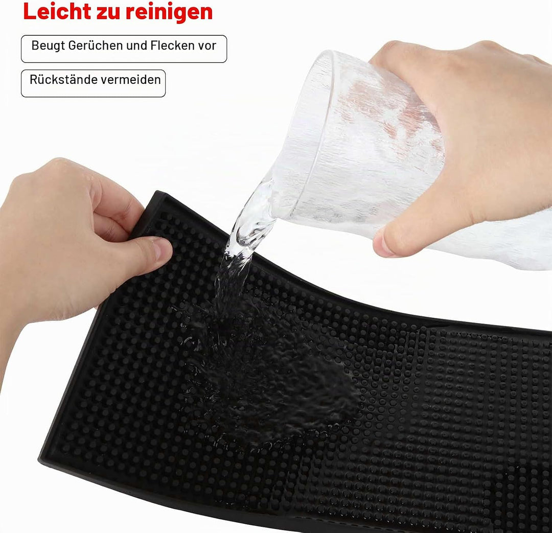 4 Stück 15 x 30cm Bar Matte, Schwarz Gummi Abtropfmatte, Bar Service Matte Barmatte rutschfest für B