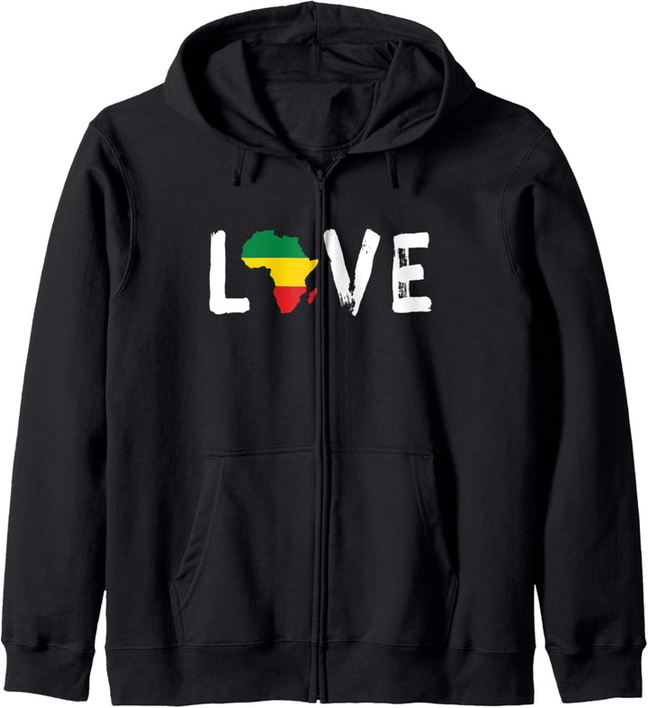 Afrika Karte Liebe Rasta Reggae Flagge Kapuzenjacke