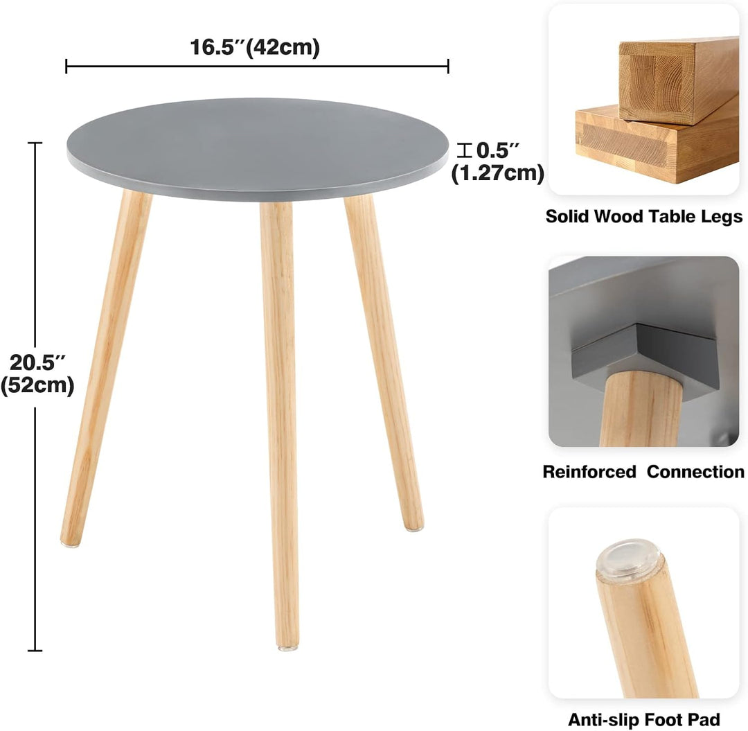 YOUDENOVA Beistelltische Holz, Couchtisch rund, Ø42x52cm, Wohnzimmertisch, Nachttisch mit Tablett, S
