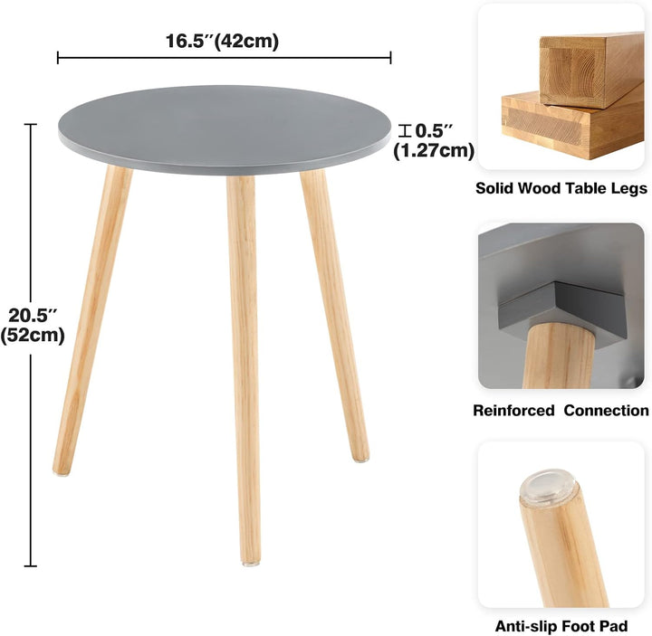 YOUDENOVA Beistelltische Holz, Couchtisch rund, Ø42x52cm, Wohnzimmertisch, Nachttisch mit Tablett, S