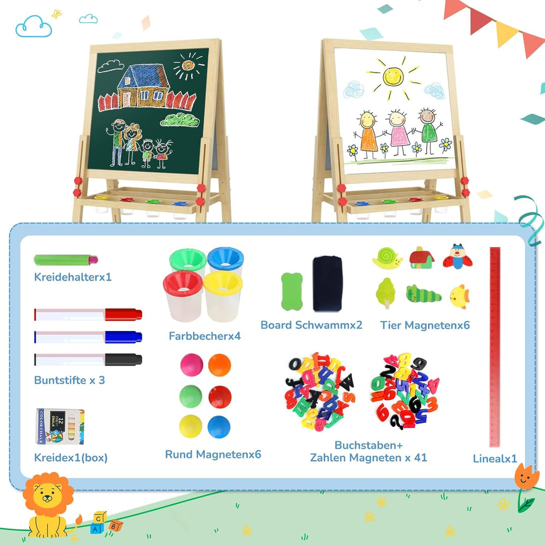Dripex Kinder Tafel Faltbare Holz Kindertafel Malerei Holztafel Doppelseitige Kreidetafel und Whiteb