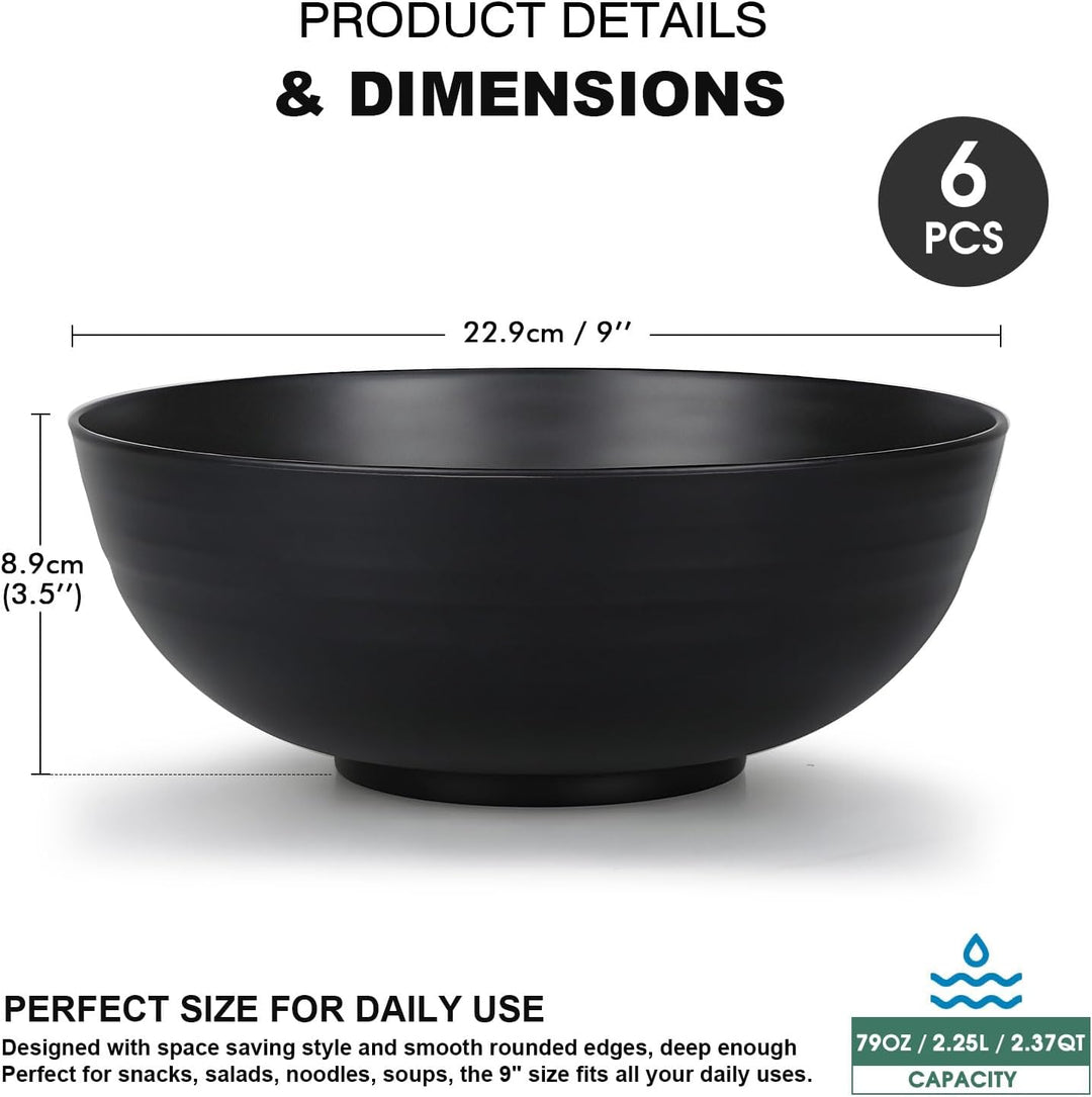 Unzerbrechliche grosse Müslischalen – 2,25 l Kunststoff leichte Salat-, Suppen-, Obstschalen-Sets –