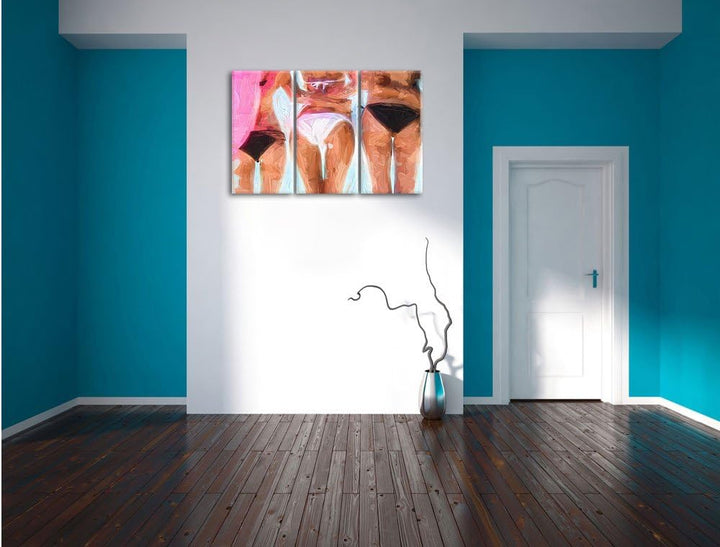 Pixxprint Sexy Girls im Bikini als Leinwandbild/Grösse: 3 Teilig (120x80) cm/Wandbild/Kunstdruck/fer