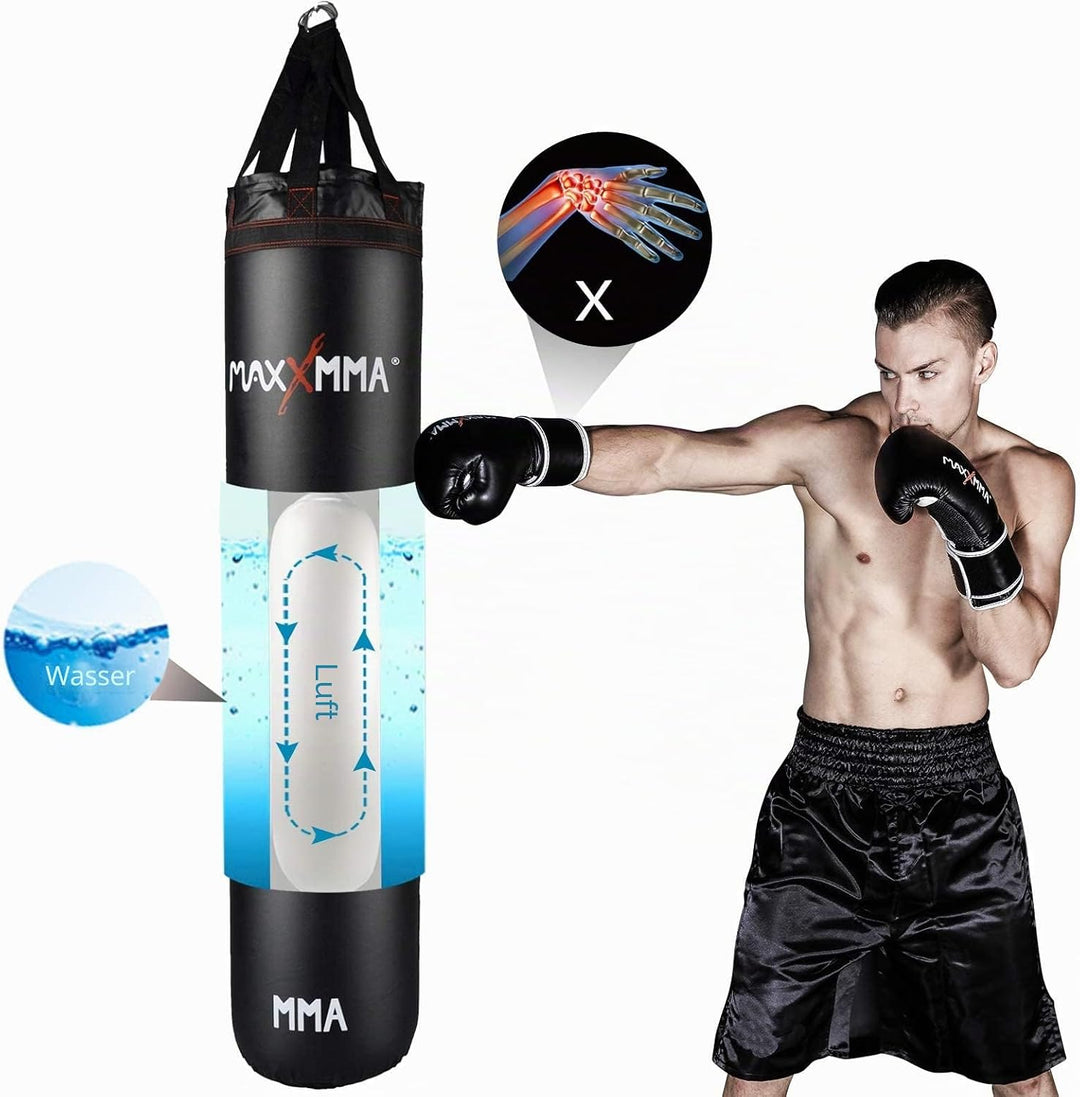 MaxxMMA 4-in-1 Schwere Wasser/Luft-Sack, Training Boxsack,Gewicht einstellbar, für Boxen, Kickboxen,
