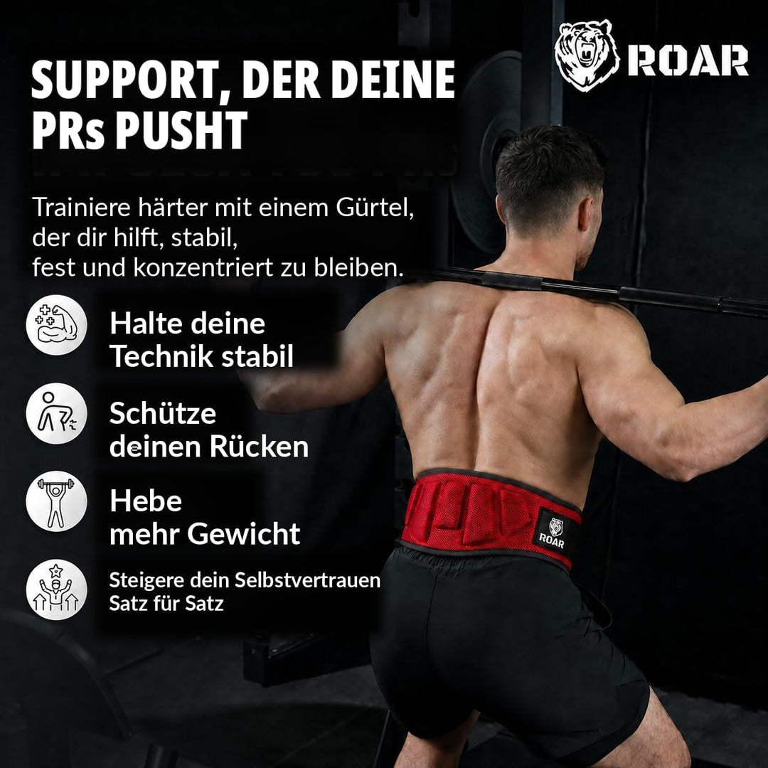 Roar® Gewichthebergürtel Herren und Damen, Lifting Belt for Gym, Powerlifting Gürtel Gewichtheben, W
