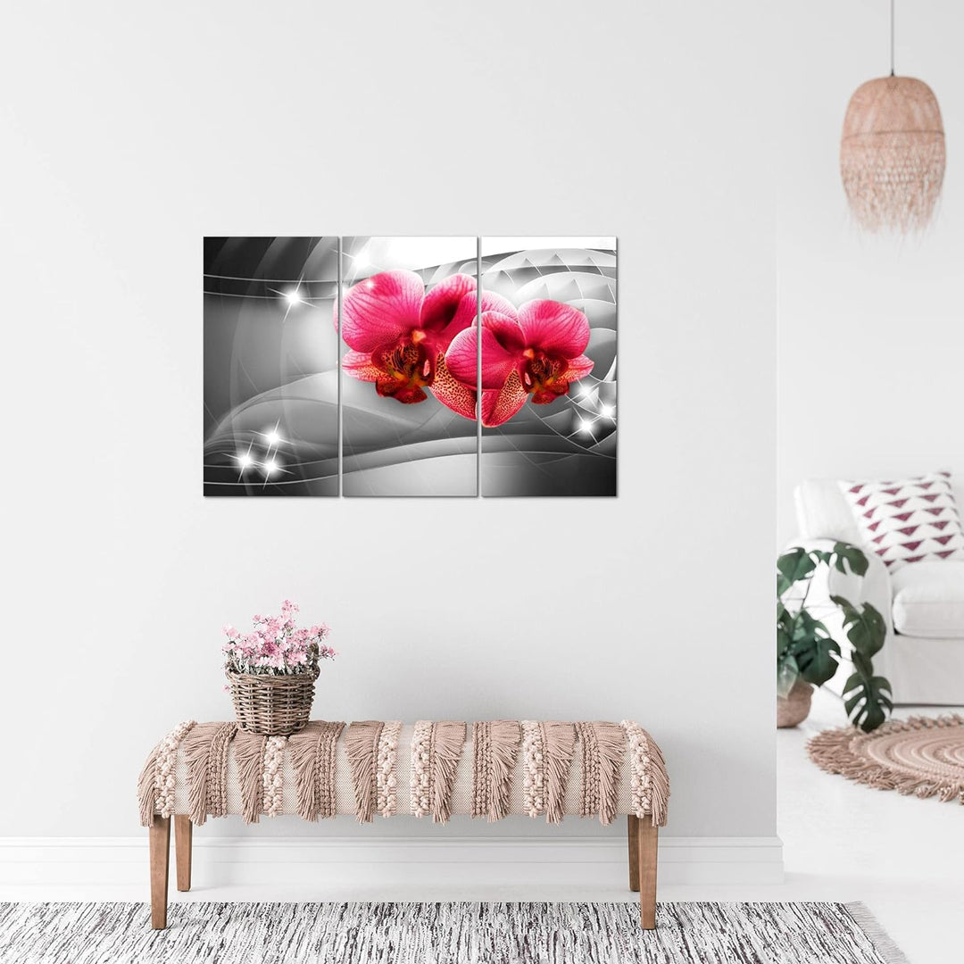 Runa Art Wandbilder Blumen Orchidee Bild XXL Wohnzimmer Schlafzimmer Grau Violett Abstrakt 120 x 80