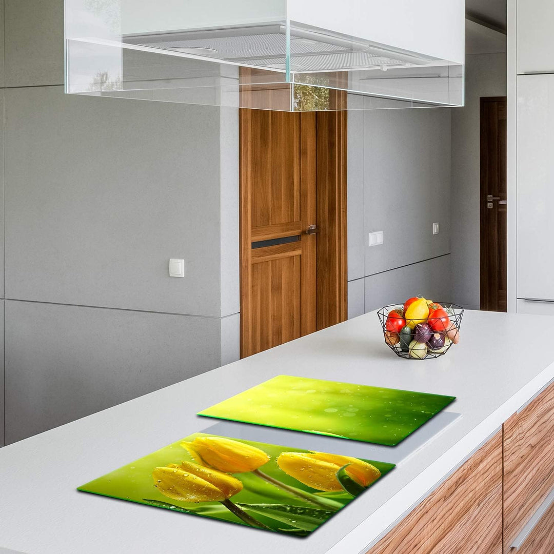 TMK | Herdabdeckplatten Set 2x40x52 cm Ceranfeld Abdeckung Glas Spritzschutz Abdeckplatte Glasplatte
