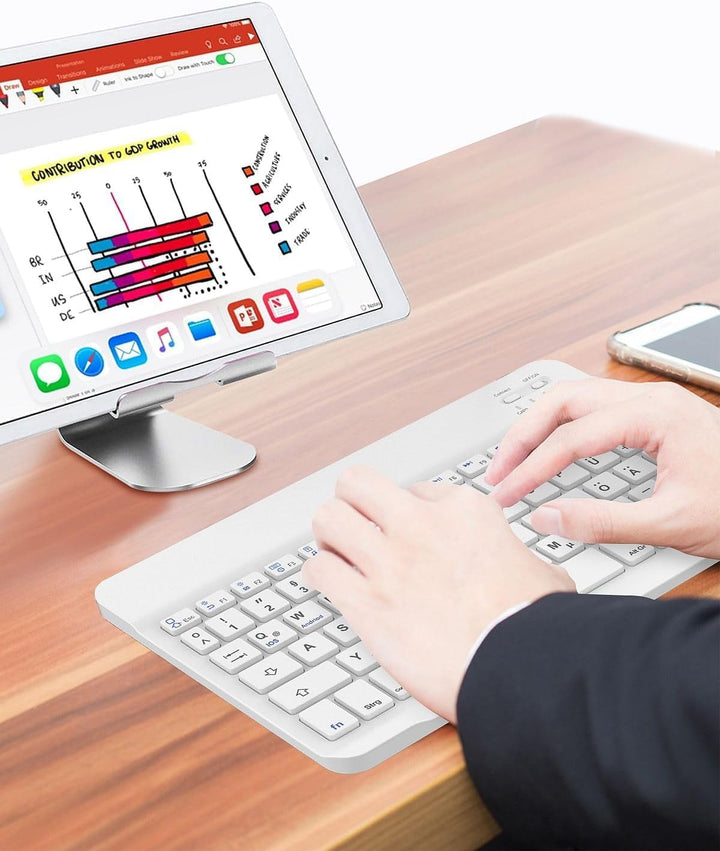 Deutsche Bluetooth QWERTZ Tastatur für iPad 10/10.2, Air 11/13, Samsung Galaxy Tab, Xiaomi Pad, Leno