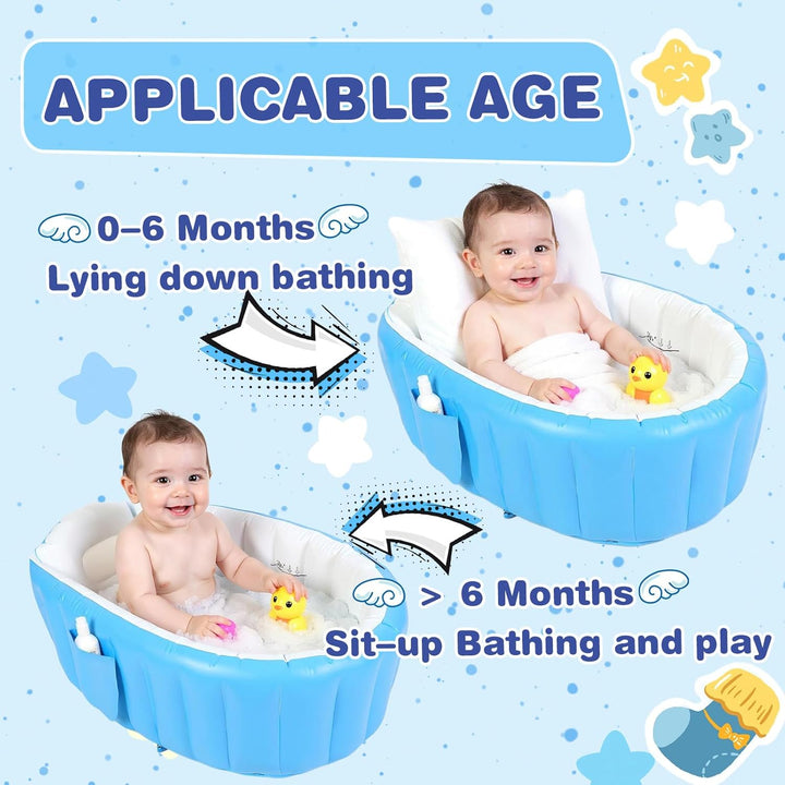 Aufblasbare Baby Badewanne, Säuglings Kinder Badewanne mit Luftpumpe, Reise Tragbare Badewanne für D