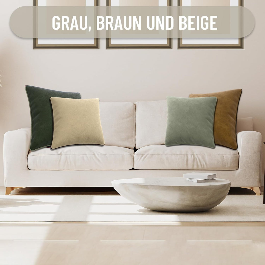Blau Marité Kissenbezug-Set aus extraweichem Samt mit kontrastierendem Rand – modernes, doppelseitig