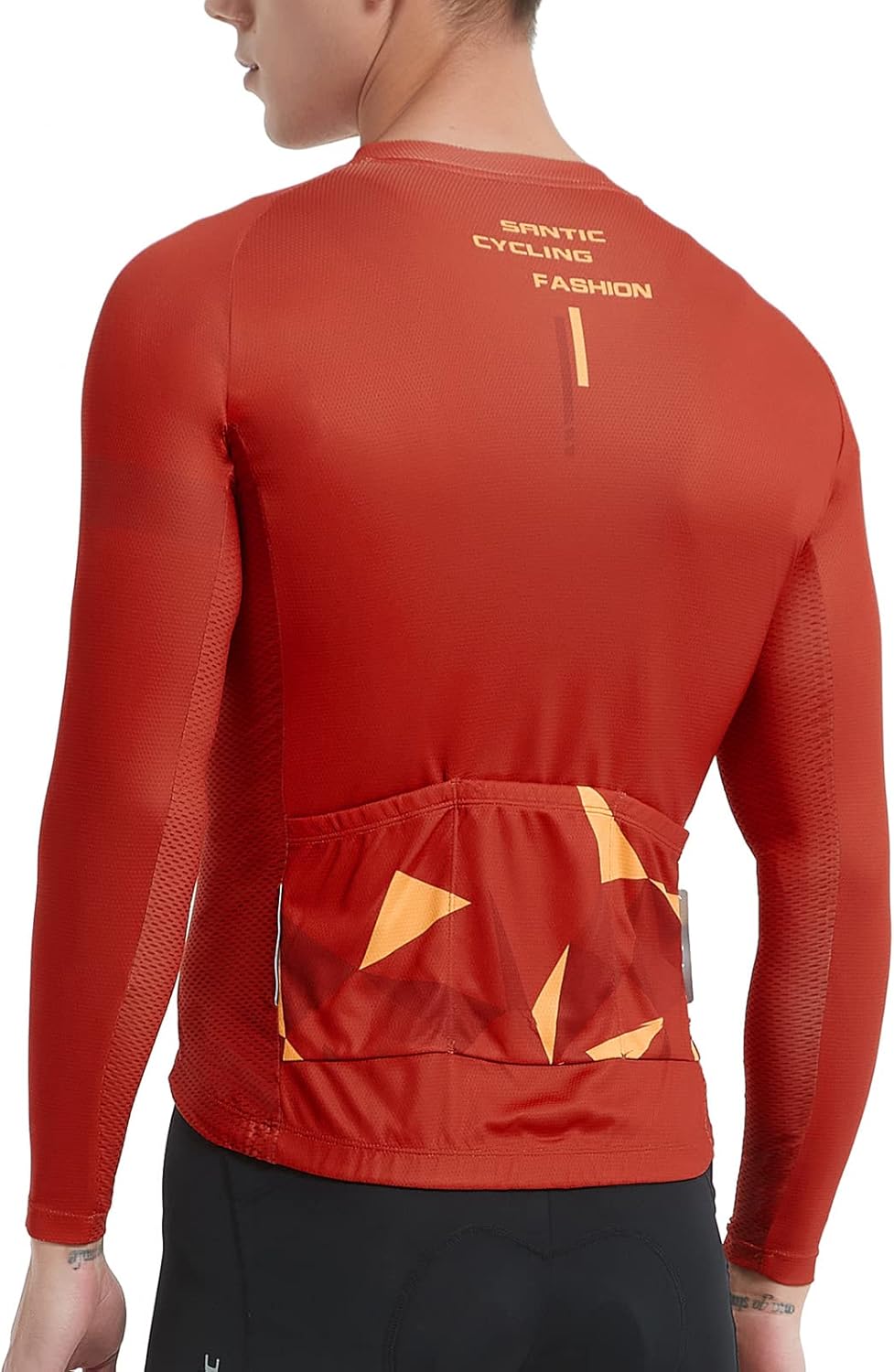 Santic Fahrradtrikot Herren Langarm Radtrikot Fahrradshirt Herren mit Taschen S Rot, S Rot