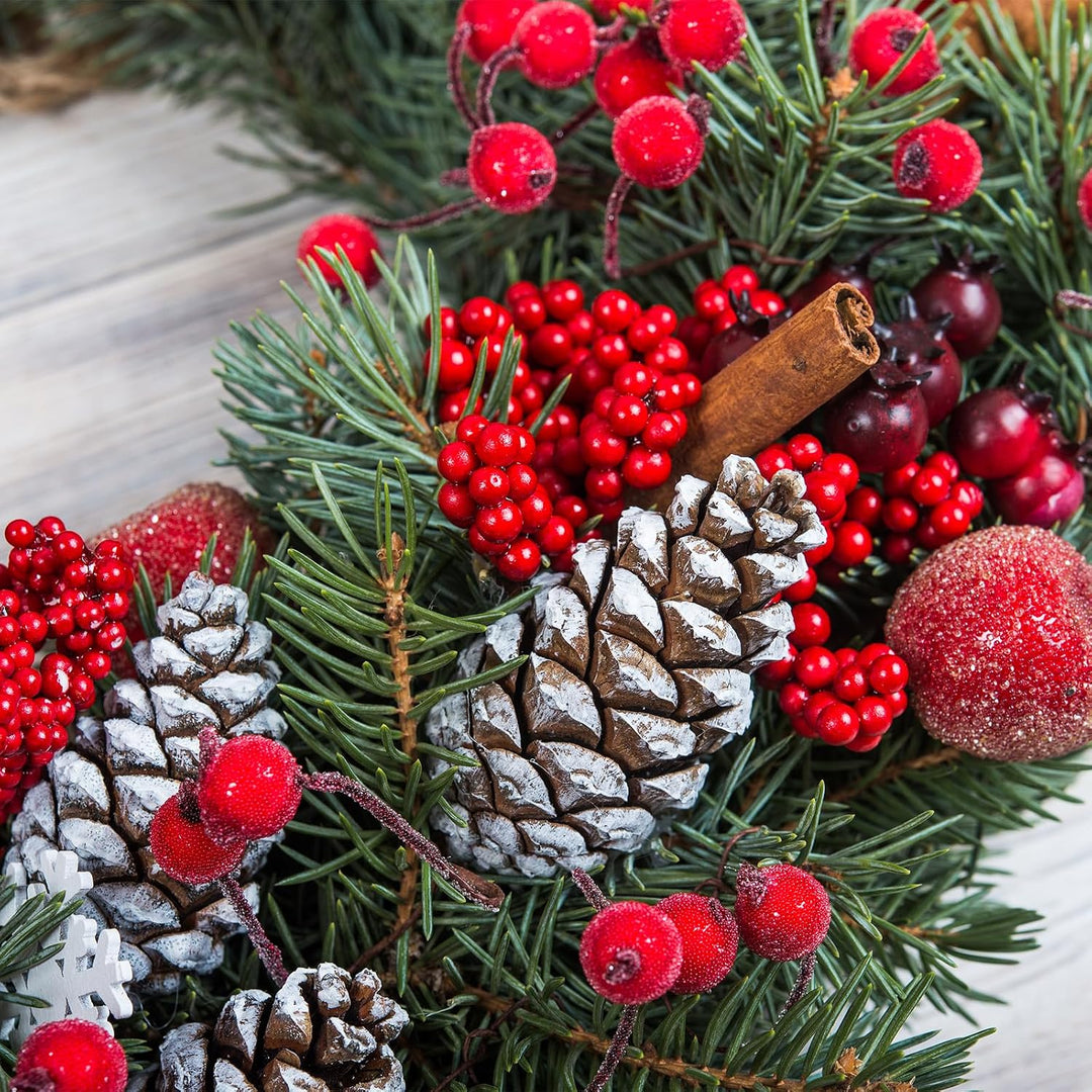Rote Beeren Weihnachtsdeko 20er Künstlich Beerenzweige Herbstdeko, Rot