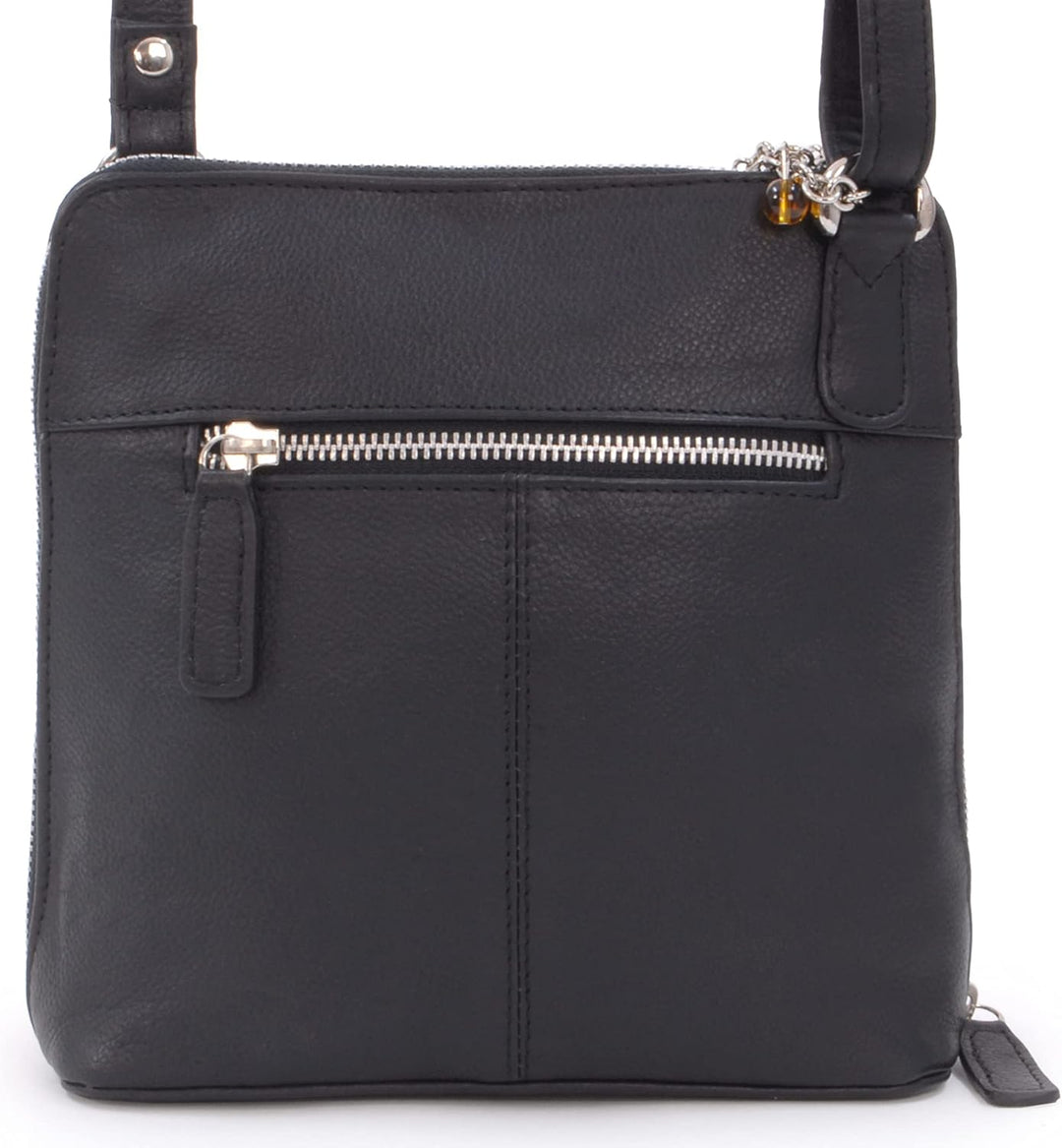 Catwalk Collection Handbags - Leder - Mittlere Grösse Umhängetasche/Schultertasche - ELEANOR Schwarz