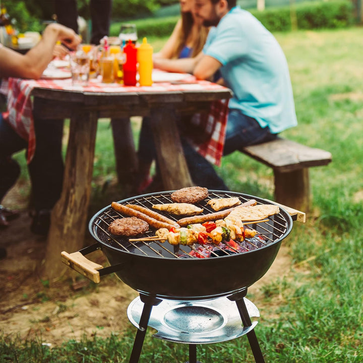 Relaxdays Kohlekorb 2er Set, HxBxT: 7 x 33 x 11,5 cm, direktes und indirektes Grillen, Stahl, Holzko