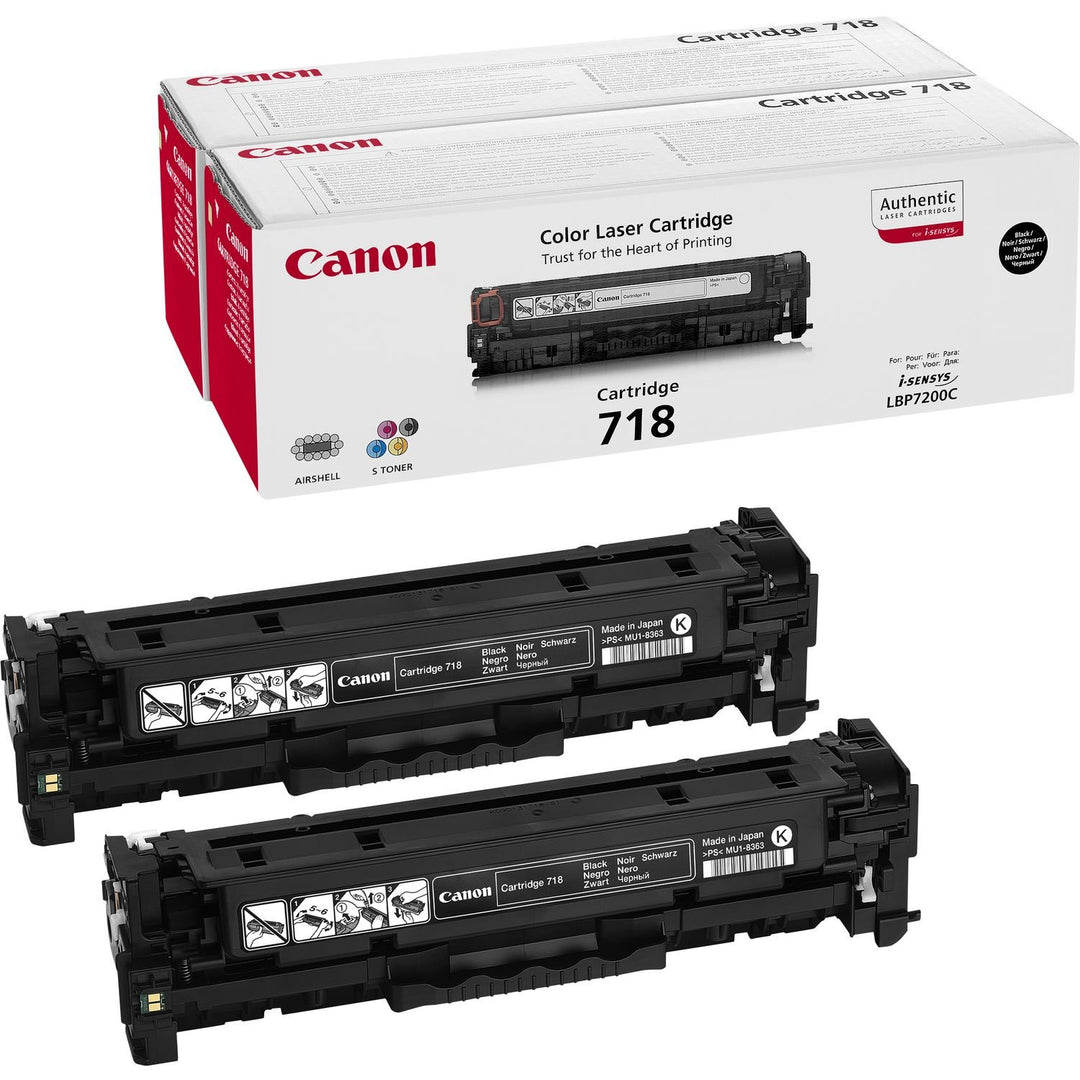 Canon Toner Cartridge 718 BK Value Pack - schwarz - Standard, 2662B017, Multi-pack Schwarz Toner Car
