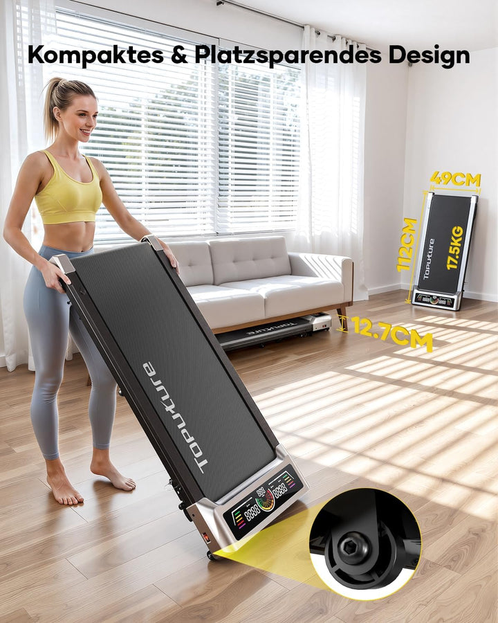 Laufband für Zuhause mit 10% Neigung, 1-10km/h unter den Schreibtisch Walking pad, 3.0HP Leiser Moto