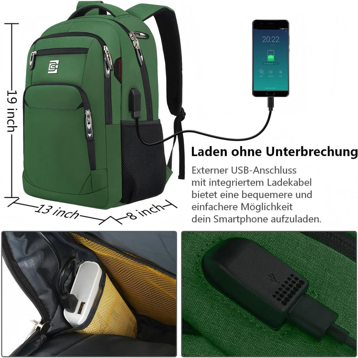 marcello Laptop Rucksäcke mit USB-Ladeanschluss Herren Damen für Arbeit Schule Uni Schulrucksack für