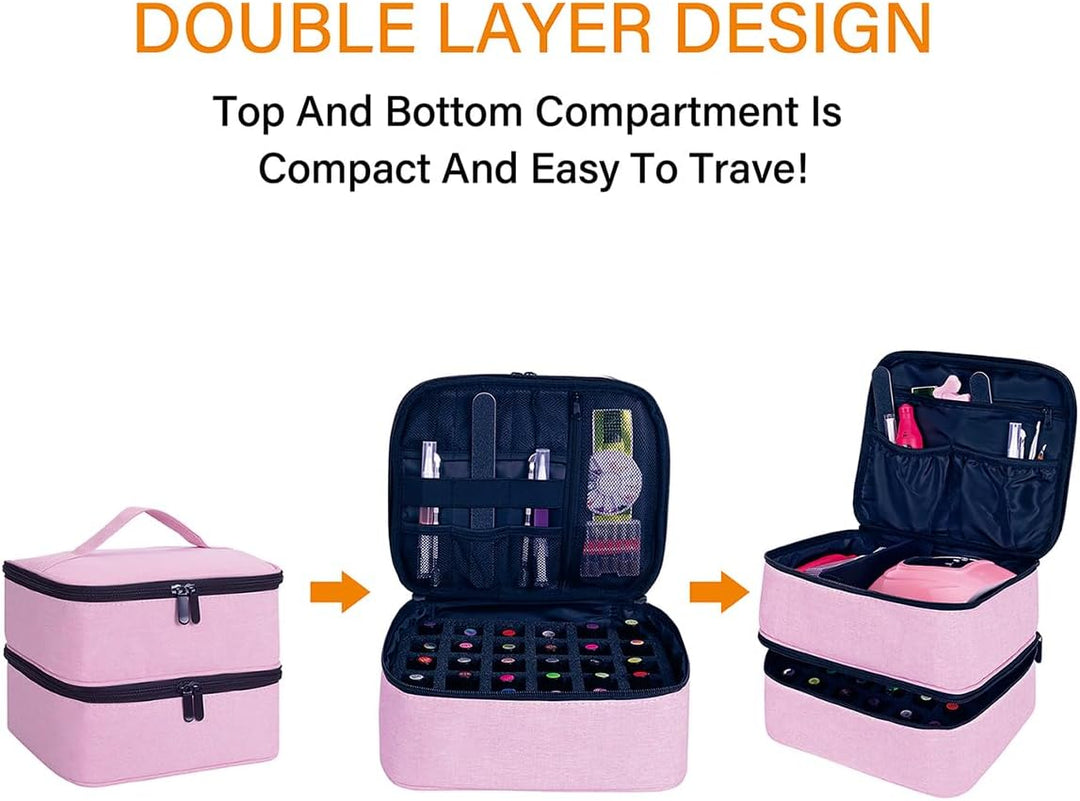 Nagellack Aufbewahrung Tasche Doppelschicht Nagellack Organizer Lagerung 30 Flaschen (15 ml / 0,5 FL