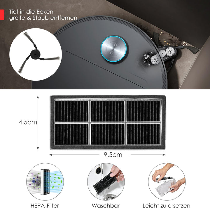 Zubehörset für dreame X40 Ultra Complete / L40 Ultra, 4*Mopp Wischpad 6* Staubbeutel 1*Hauptbürste 4