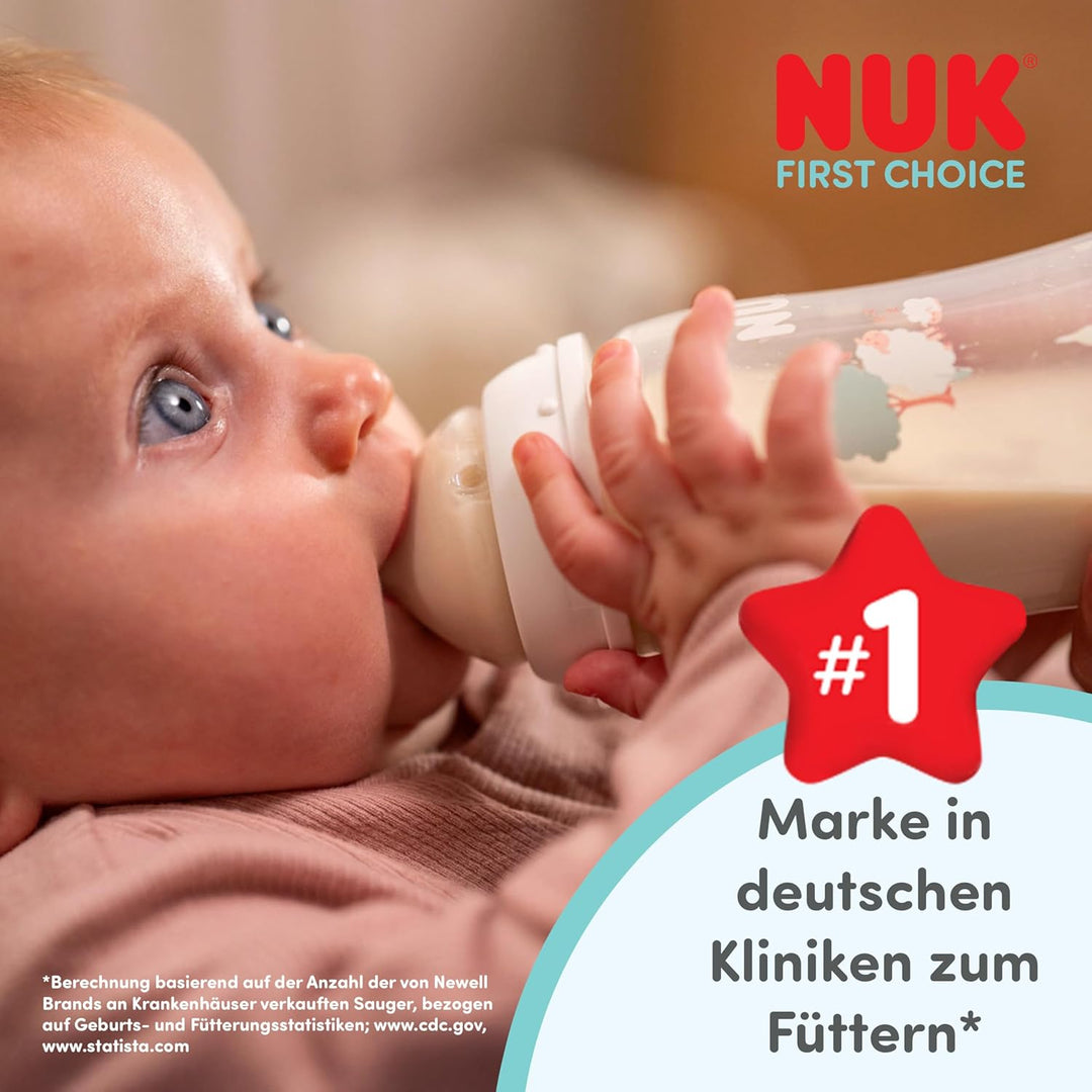 NUK First Choice Perfect Start Babyflaschen-Set | 0–6 Monate | 4 x Anti-Kolik-Trinkflaschen (150 ml,