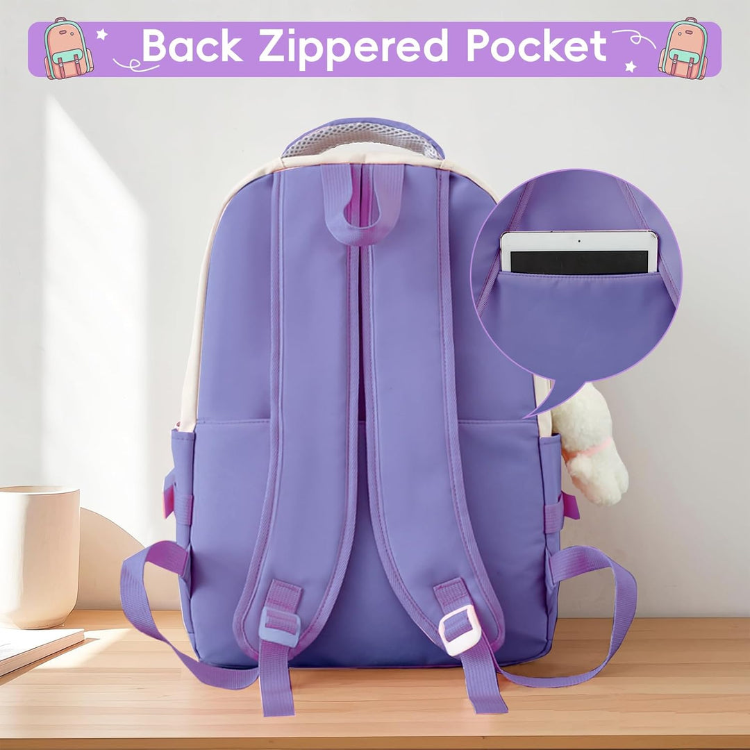 Tanou Schulranzen Mädchen 4-teilig, Schultasche Kinder Rucksack Schule Teenager 3.-7. Klasse, Stilvo