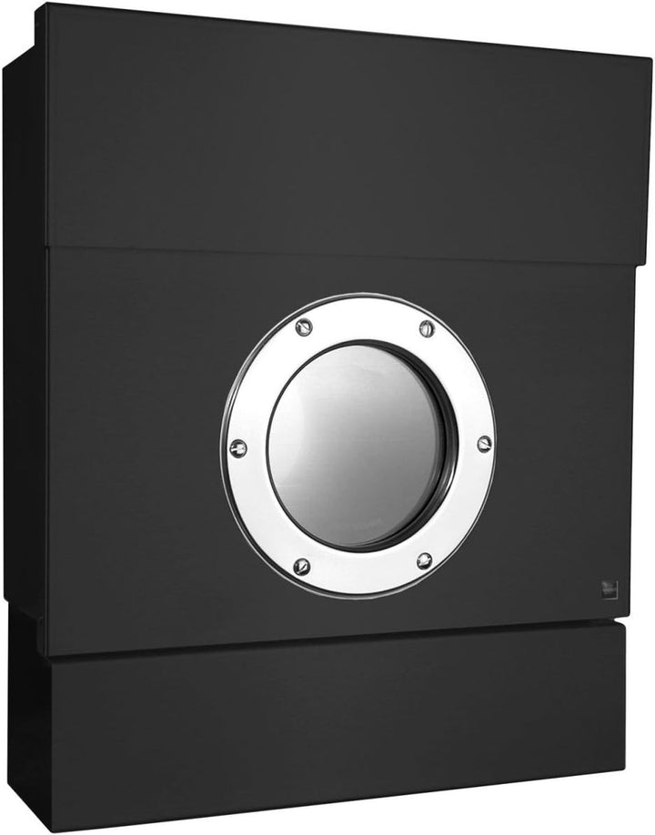 Radius Design Briefkasten Letterman 2 schwarz (RAL 9005), Zeitungsrolle, Sichtfenster und Schloss, W