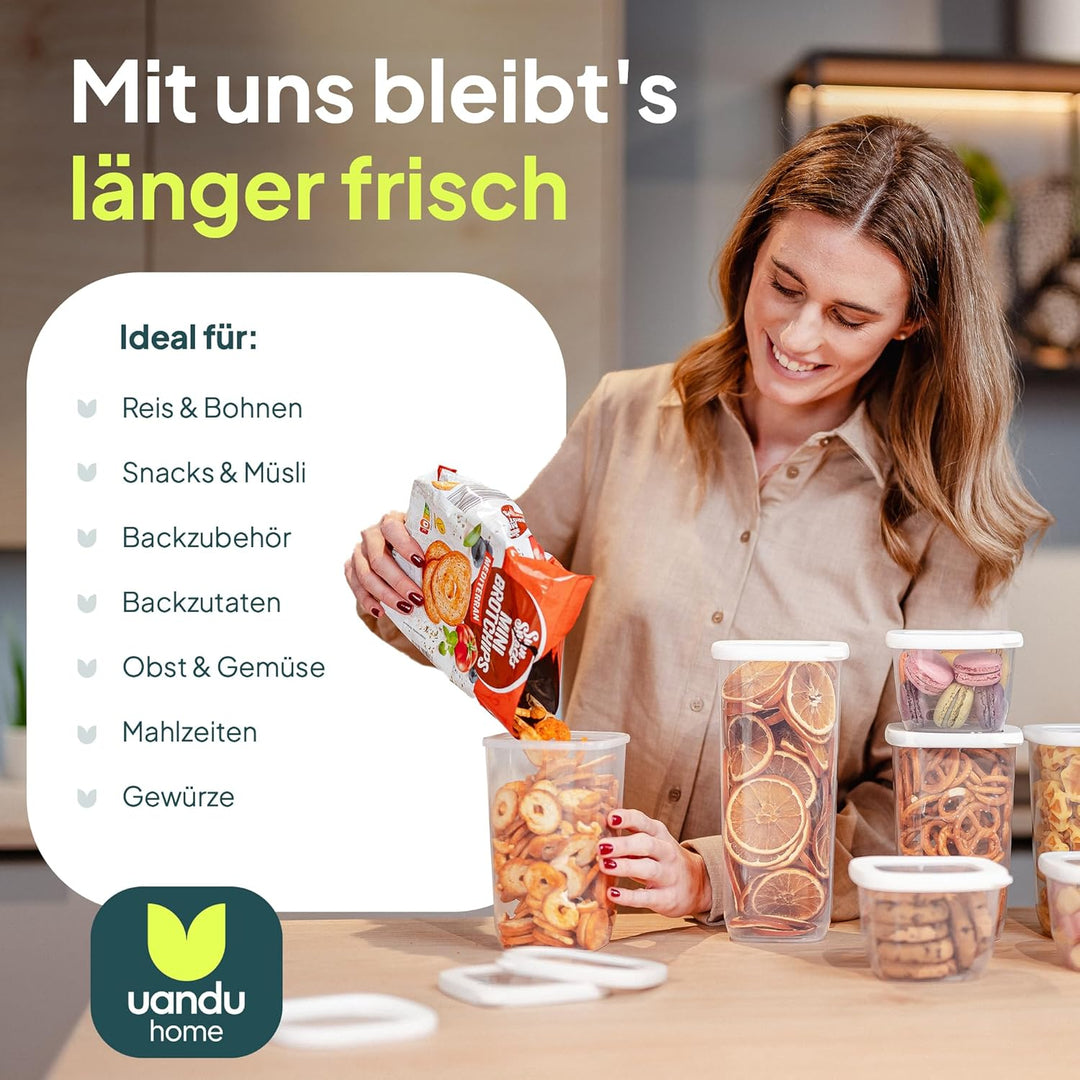 uandu Vorratsdosen mit Deckel Luftdicht - 12er Vorratsbehälter Set | Aufbewahrungsbox Küche Aufbewah