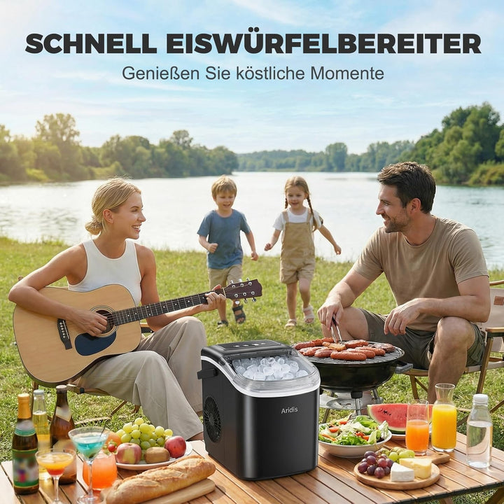 Eiswürfelmaschine Kleine 9 Eiswürfel in 6 Min,12kg/Tag - Selbstreinigende Eiswürfelmaschine, 2 Eiswü