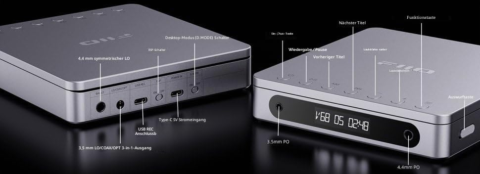 FiiO DM13 multifunktionaler tragbarer Stereo-CD-Player mit ausdauerndem Akku, unterstützt USB-Rippin