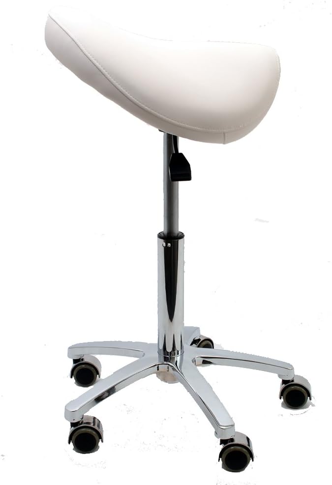 Sattelhocker/Sattelstuhl mit Gummirollen für alle Böden und Metallfuss - ergonomisch - stufenlos höh