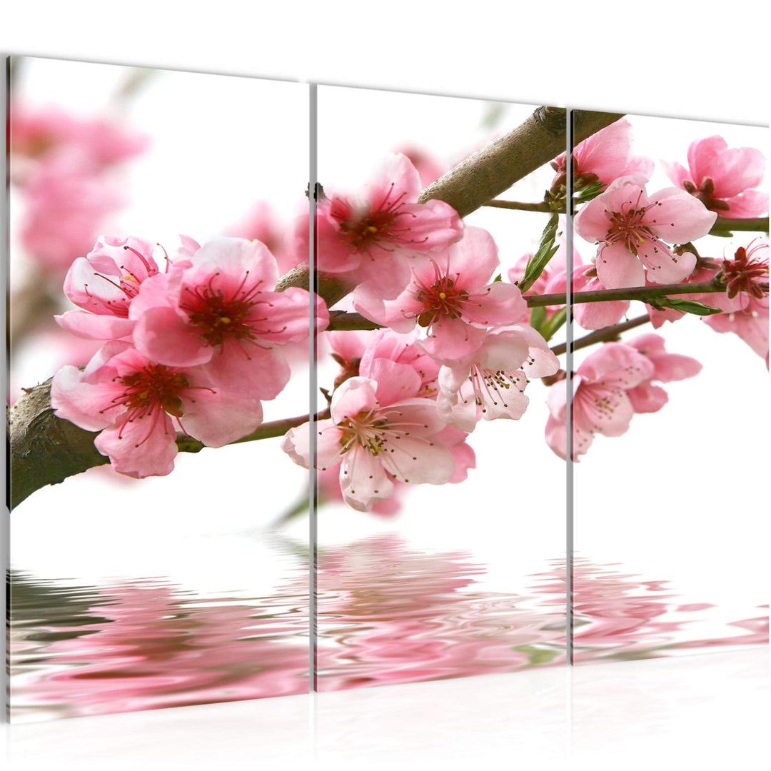 Runa Art Wandbilder Blumen Sakura Bild XXL Wohnzimmer Schlafzimmer Rosa Kirschbaum 120 x 80 cm 3 Tei