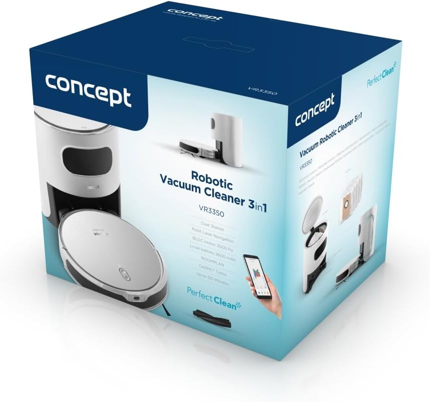 Concept VR3350 Saugroboter mit Wischfunktion 2in1 Perfect CLEAN Laser, Weiss
