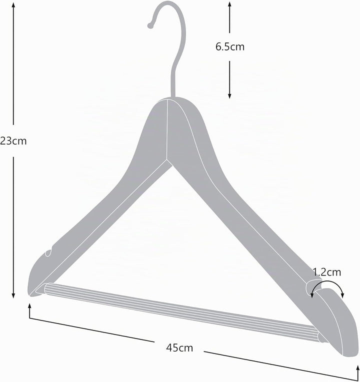 Hangerworld 10 Naturfarbene Kleiderbügel aus Holz mit rutschfestem Hosensteg und um 360° drehbarem C