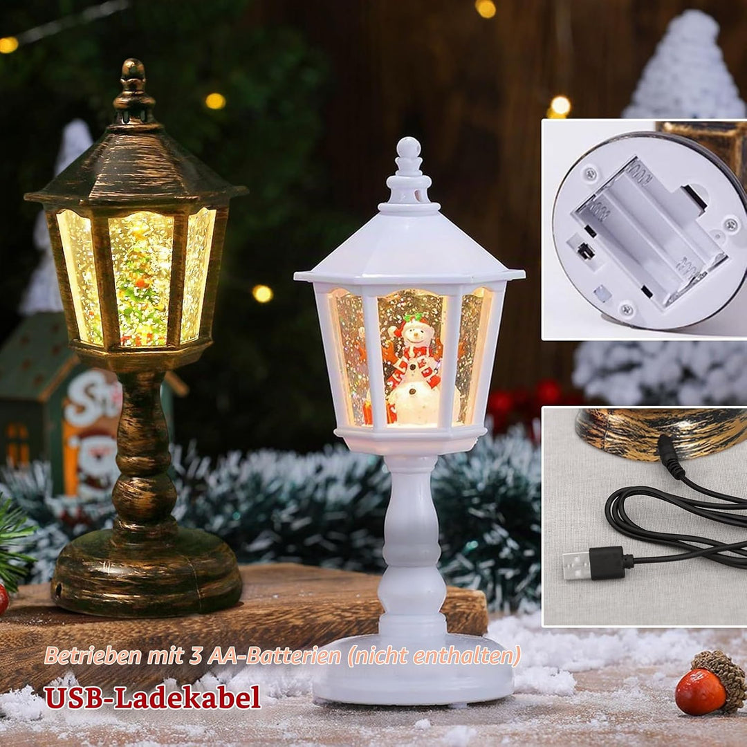 Schneekugel Weihnachten, Spieluhr Weihnachten, Warmweisses LED Licht, Schneekugel mit Musik, Windlic