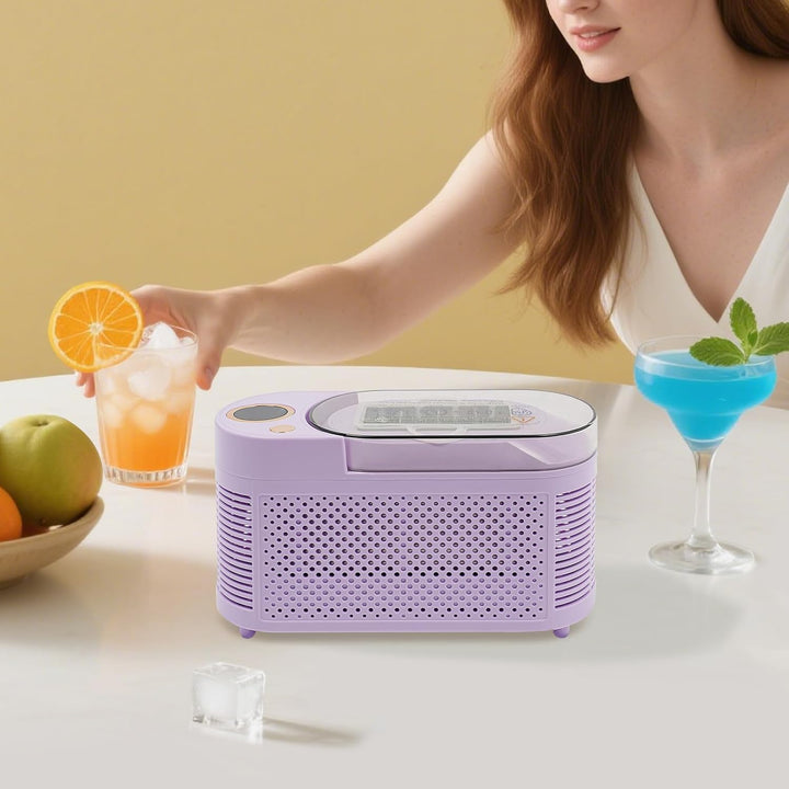 Eiswürfelmaschine Klein Tragbar, 8 Eiswürfel in 10 Min, Eiswürfelbereiter mit 12V Auto & 230V Adapte