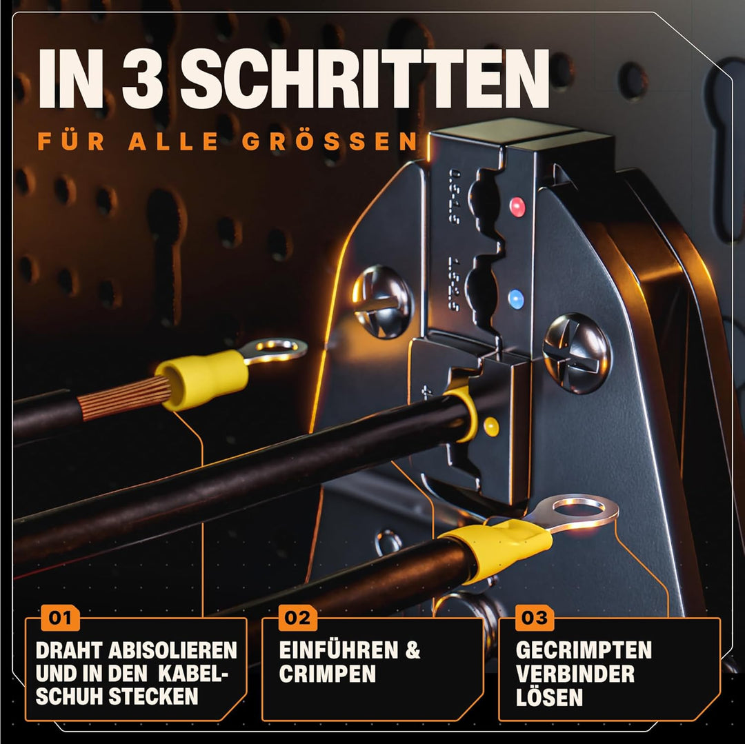 BAURIX® Crimpzangen Set – PERSEUS Aderendhülsenzange 0,25-10mm² mit 1800 Aderendhülsen & HEKTOR Kabe