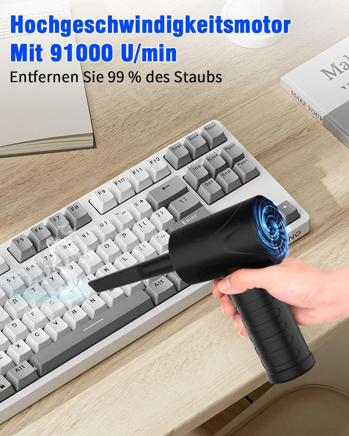 Elektrische Staubgebläse, 3-Gang 91000 U/min Compressed Air Duster, USB Wiederaufladbar Druckluftspr