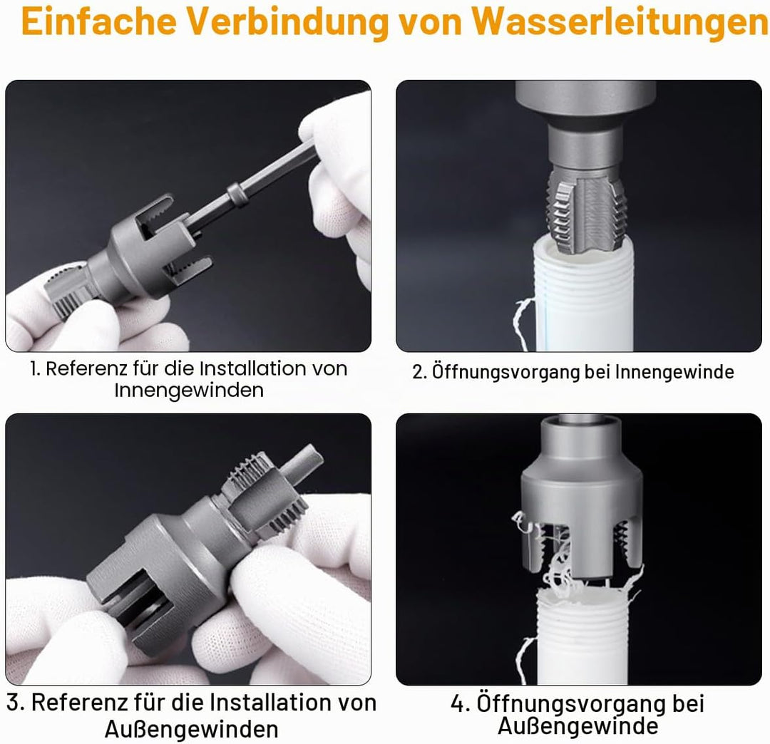 2 in 1 Gewindeschneider für Rohre aus PVC/PPR, 2 Stück integriertes Werkzeug für Innen- und Aussenge