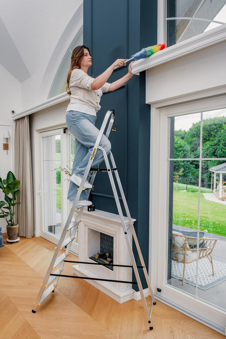 Drabest - PRO Haushaltsleiter - Stehleiter - 8 Stufen - Arbeitshöhe 3,62m - Klappleiter aus Aluminiu