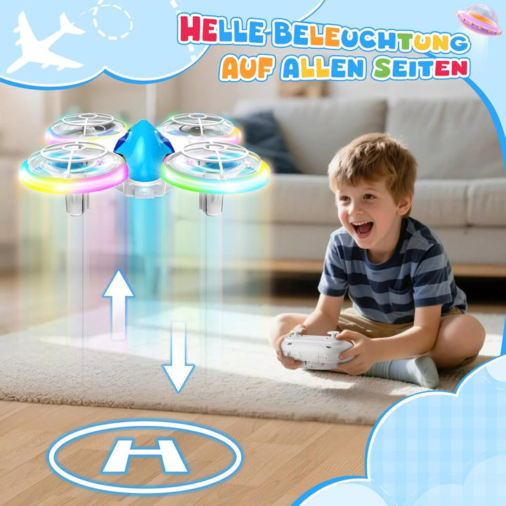RC Drohne für Kinder 6-14 Jahre mit LED-Beleuchtung, 360° Flips & Ein-Knopf-Landung - Quadrocopter S