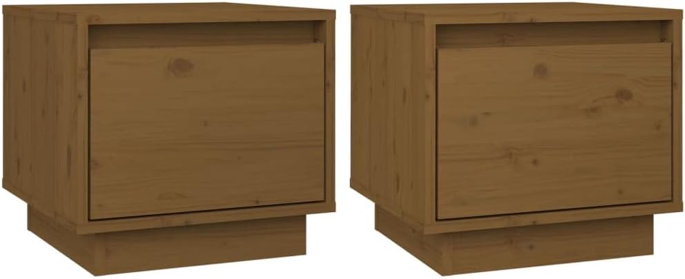Bedside Table Nachtkonsole Beistelltisch mit Stauraum Night Stand Nachttische 2er Set Honigbraun 35x