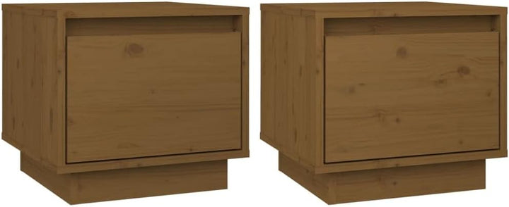 Bedside Table Nachtkonsole Beistelltisch mit Stauraum Night Stand Nachttische 2er Set Honigbraun 35x