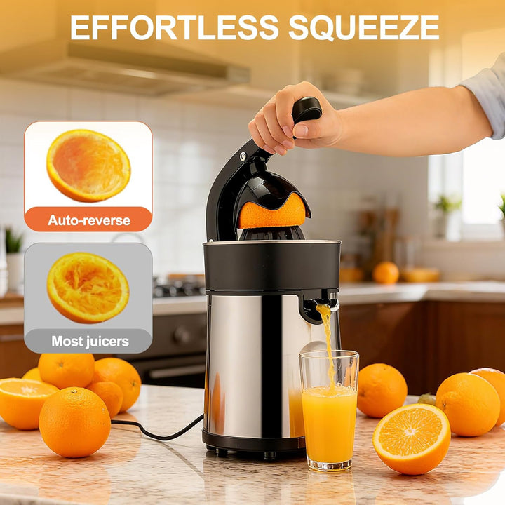 Cozary Zitruspresse Elektrische, Orangenpresse Zitronenpresse inkl 2 Presskegel, Gehäuse und Filter