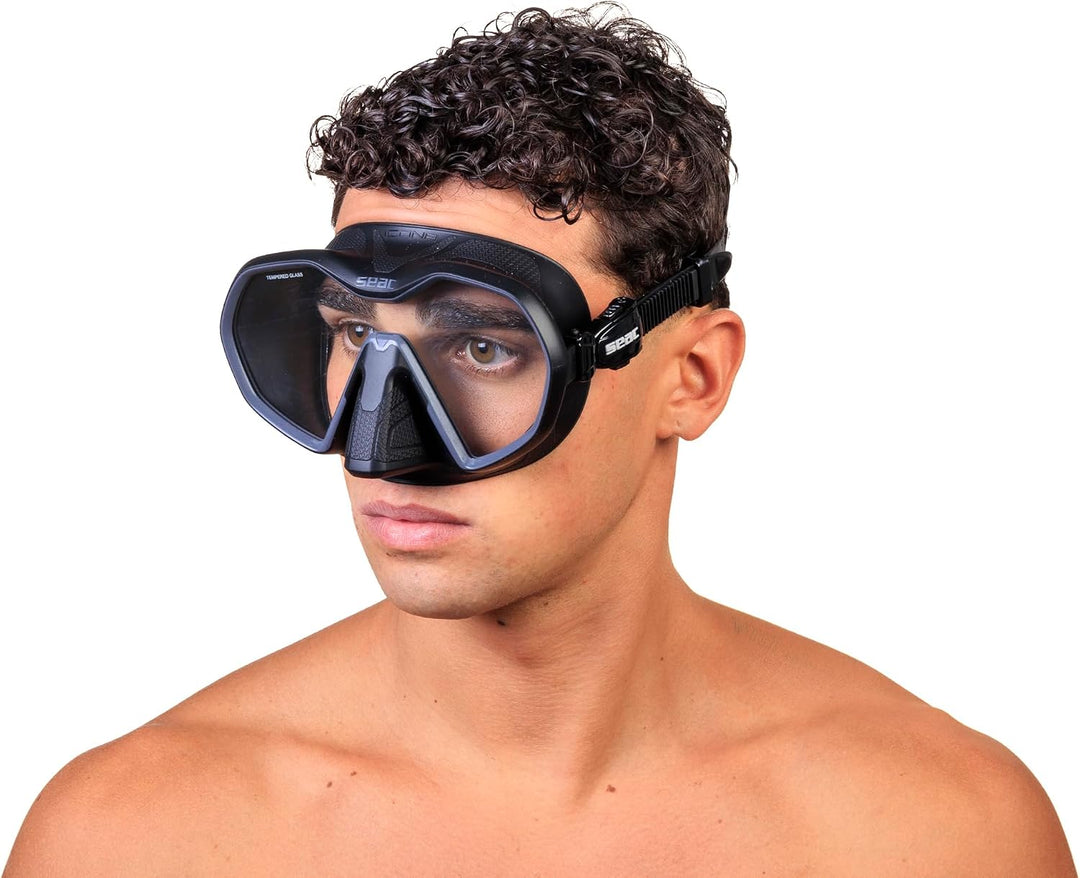 Seac Icona, rahmenlose Einglas-Tauchmaske, 100% Made in Italy schwarz/anthrazit, schwarz/anthrazit