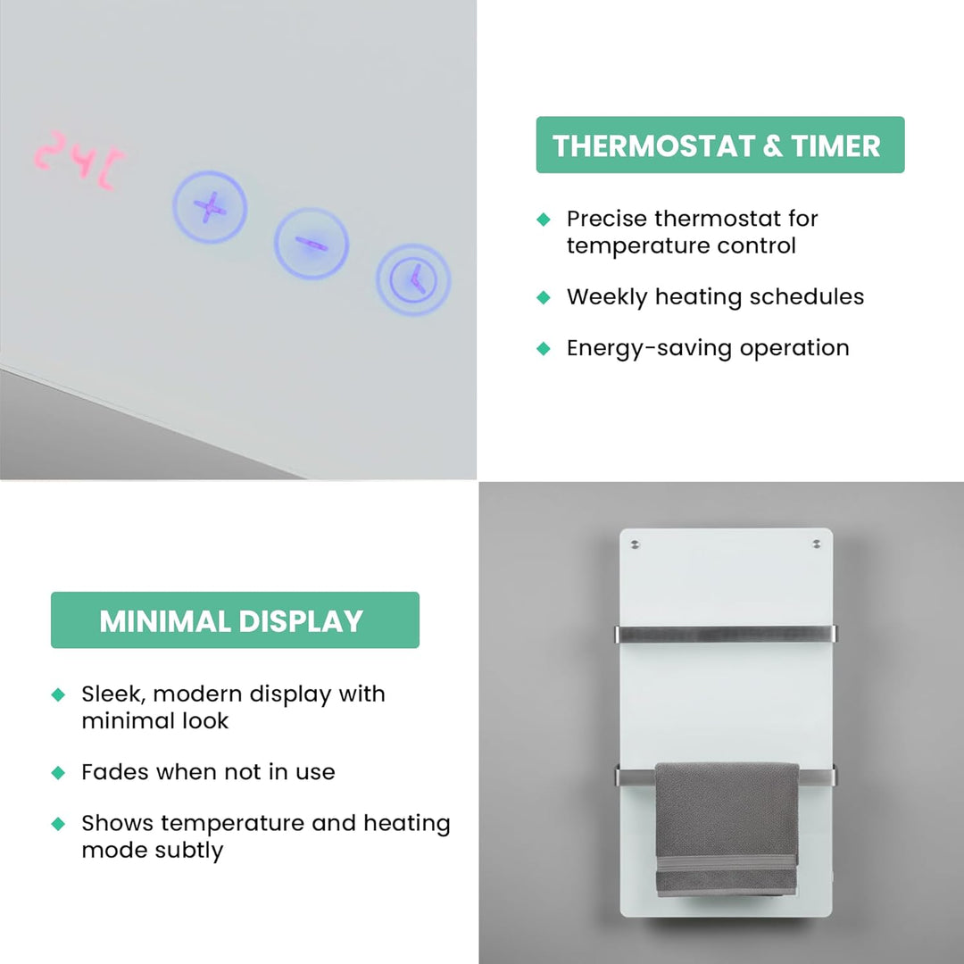 Badezimmer Heizkörper Handtuchtrockner Handtuchwärmer Eurom Sani Comfort Wifi Elektro Glas