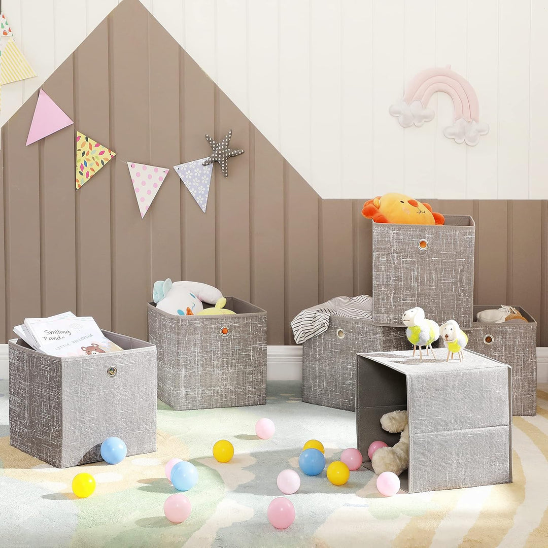 SONGMICS Aufbewahrungsbox, 6er Set, Ordnungsboxen aus Vliesstoff mit Griff, Boxen Aufbewahrung, 30 x